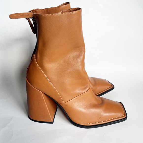 Alias Mae Eden Leather Brown Ankle Square Toe Boots Size 39 - Picture 3 of 8